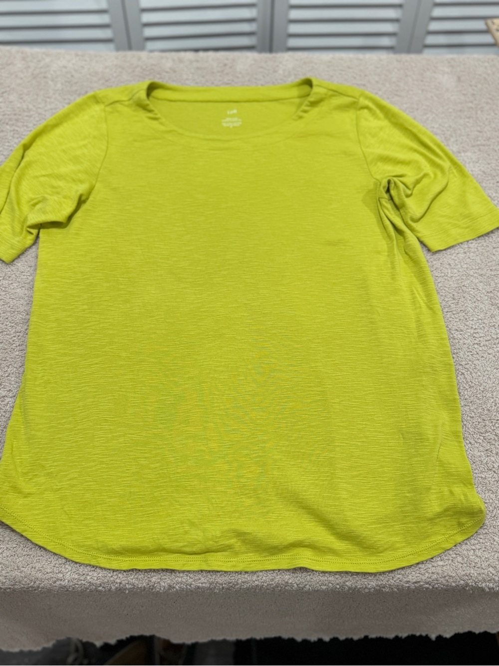 J.Jill Women’s M Pima Cotton Elbow Sleeve Chartreuse  Print Top